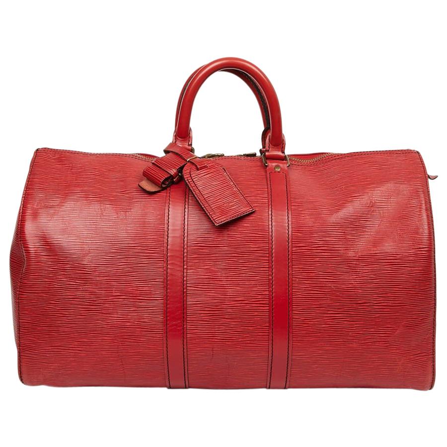Louis Vuitton Keepall 45 Bag In Red Epi Leather