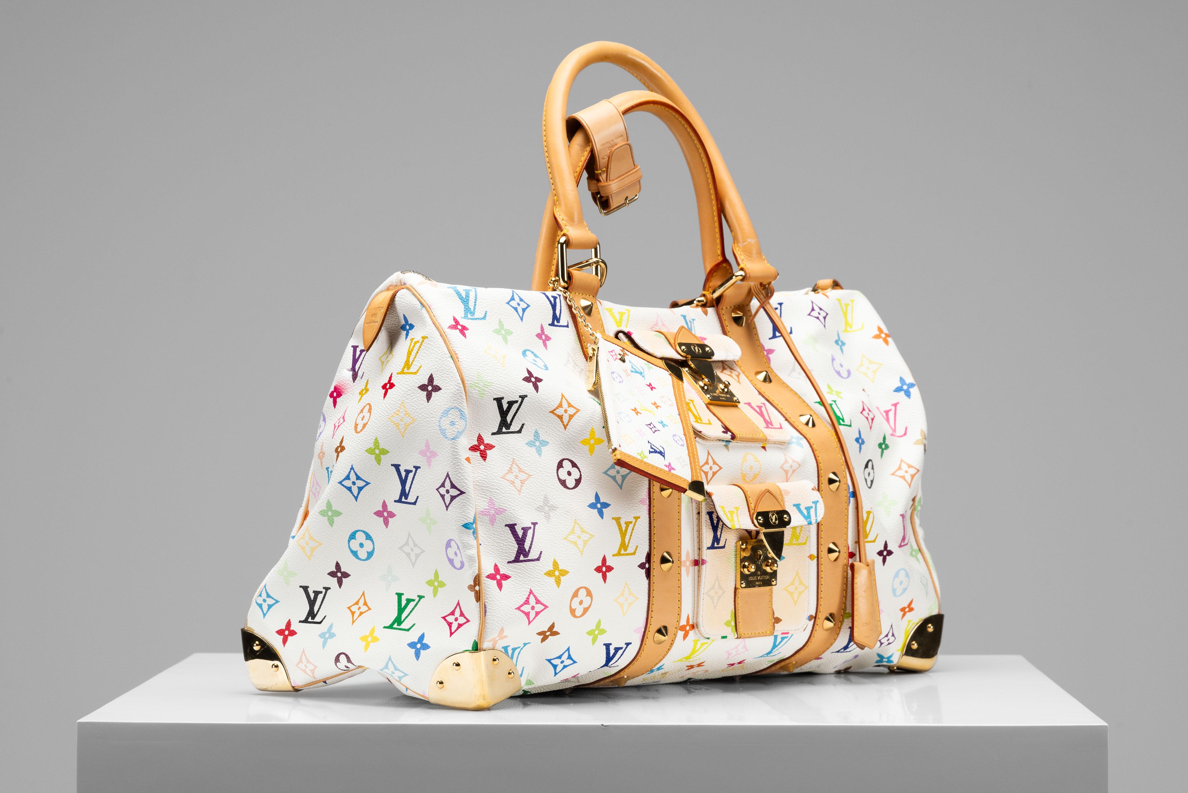 Louis Vuitton Keepall 45 Takashi Murakami Monogram White Multicolor In Good Condition For Sale In Roosendaal, NL