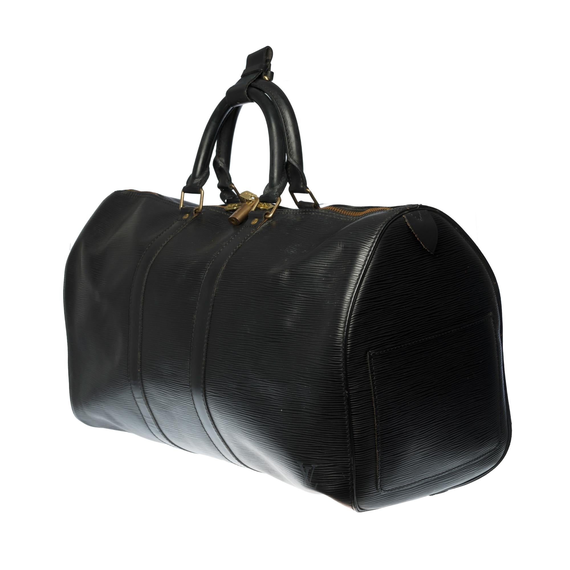 Black Louis Vuitton Keepall 45 Travel bag in black épi leather