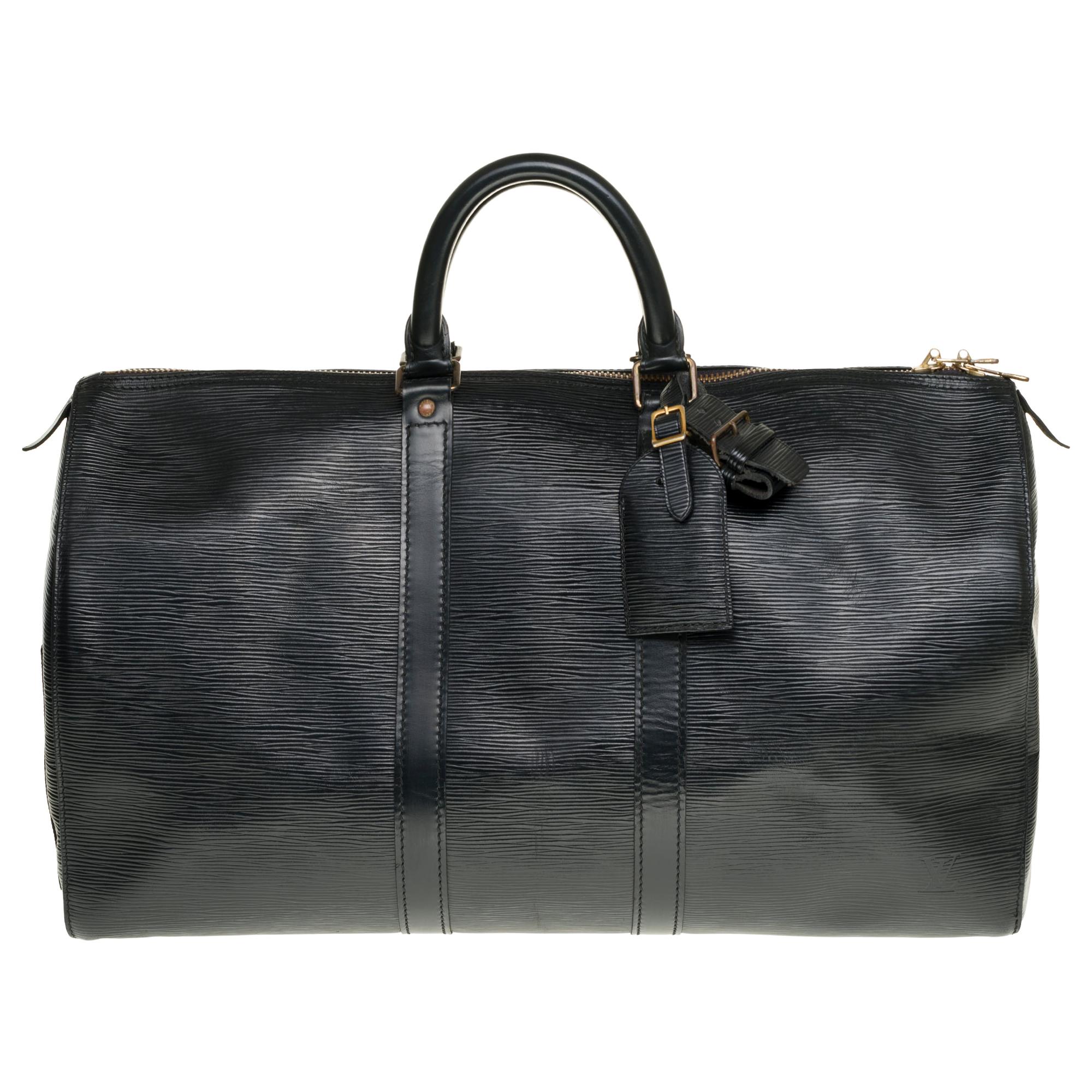 Louis Vuitton Keepall 45 Travel bag in black épi leather