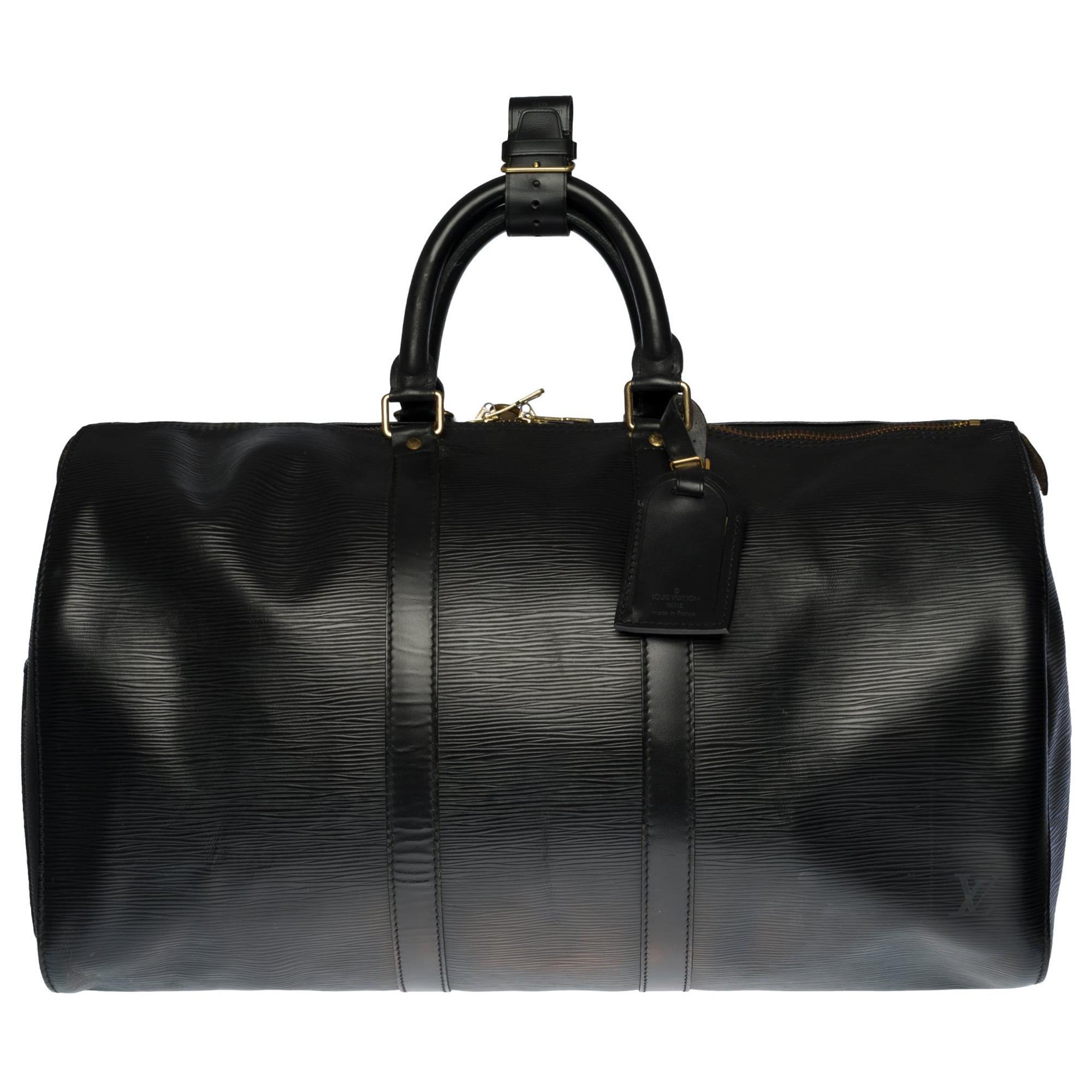 Louis Vuitton Keepall 45 Travel bag in black épi leather
