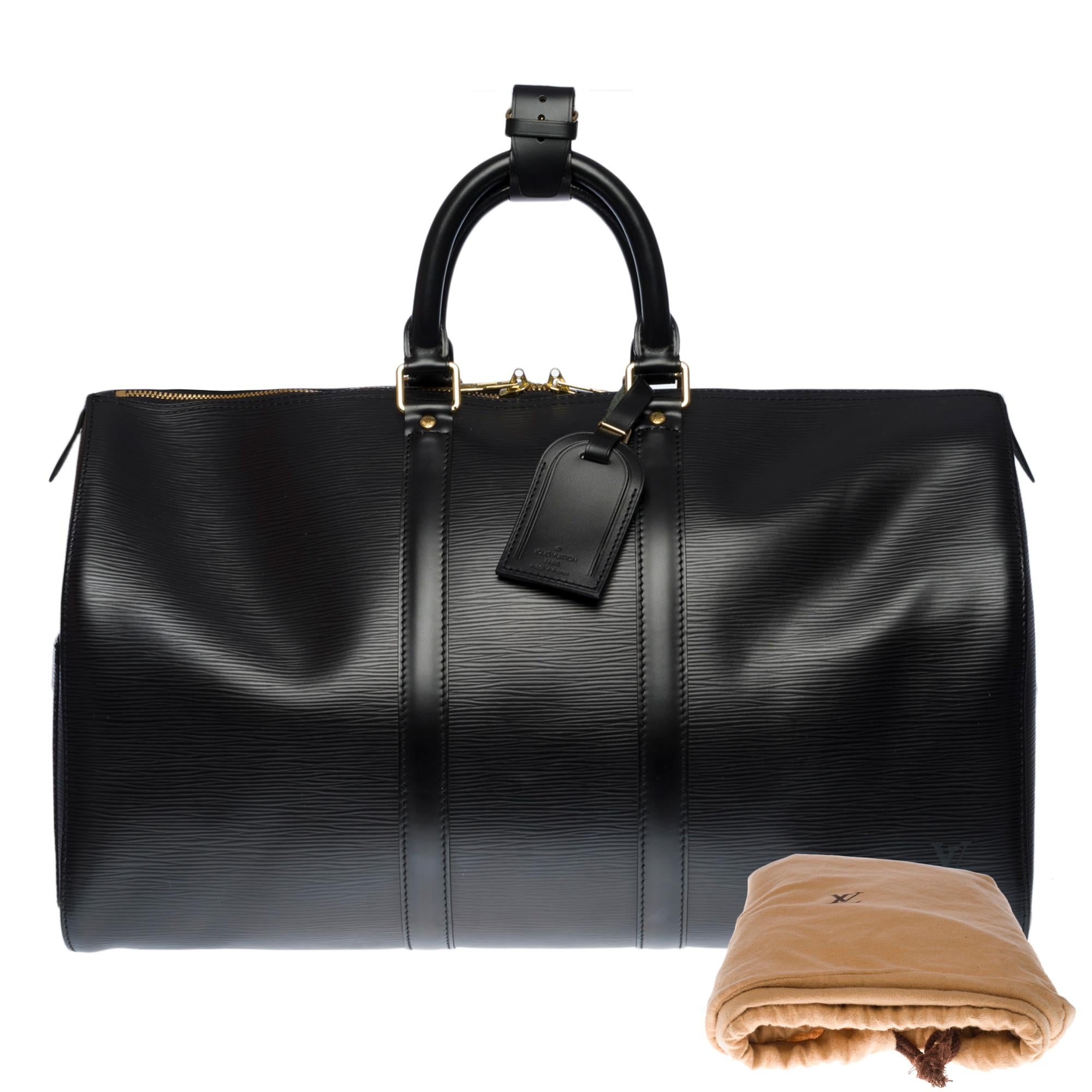 Louis Vuitton Keepall 45 Travel bag in blue épi leather 6