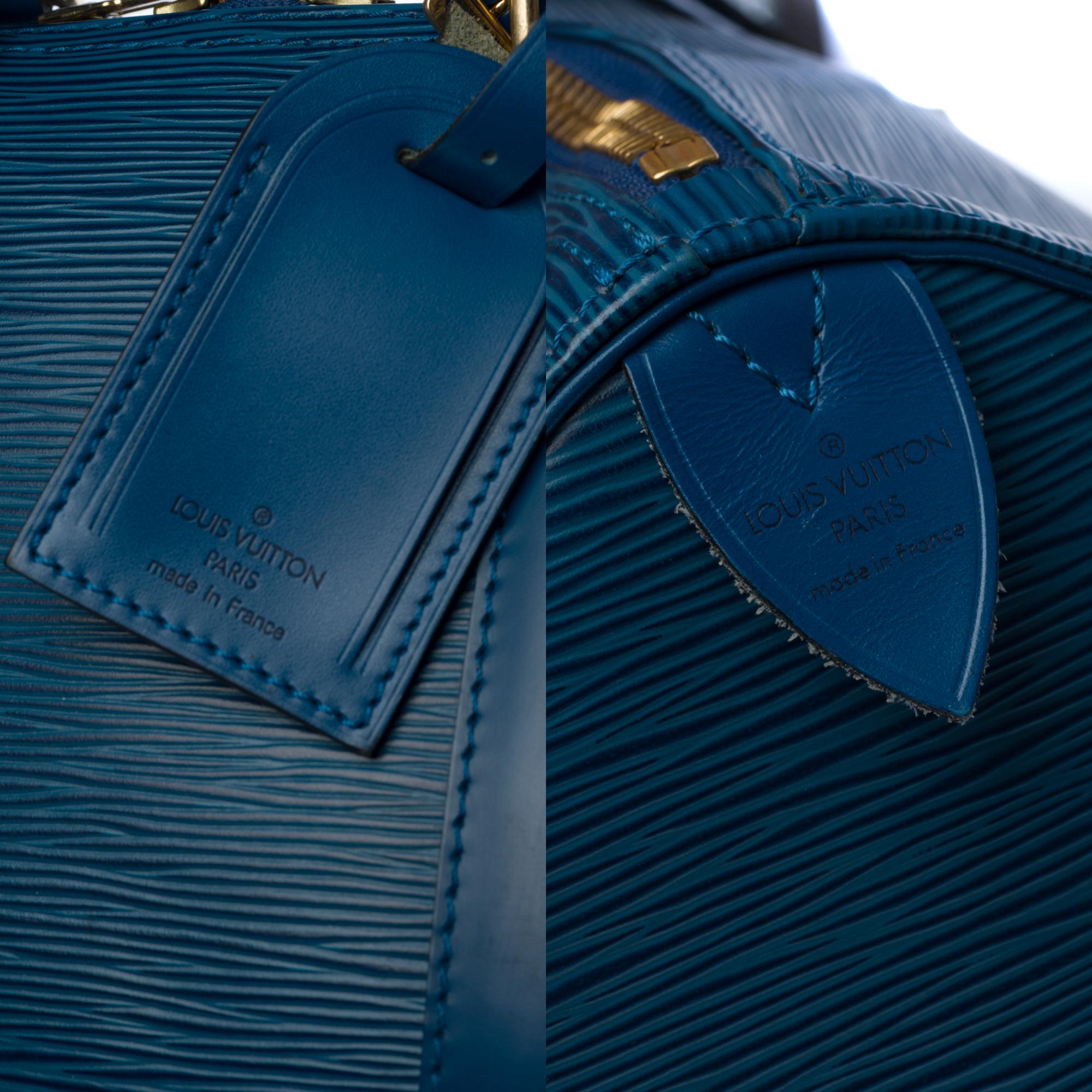 Louis Vuitton Keepall 45 Travel bag in blue épi leather In Good Condition In Paris, IDF