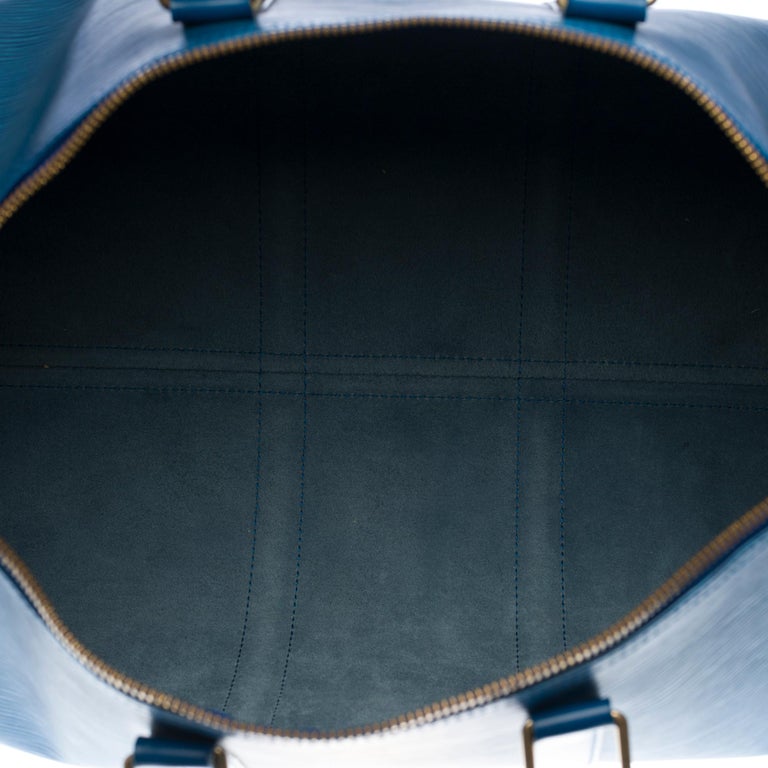 Louis Vuitton Keepall 45 Travel bag in blue épi leather