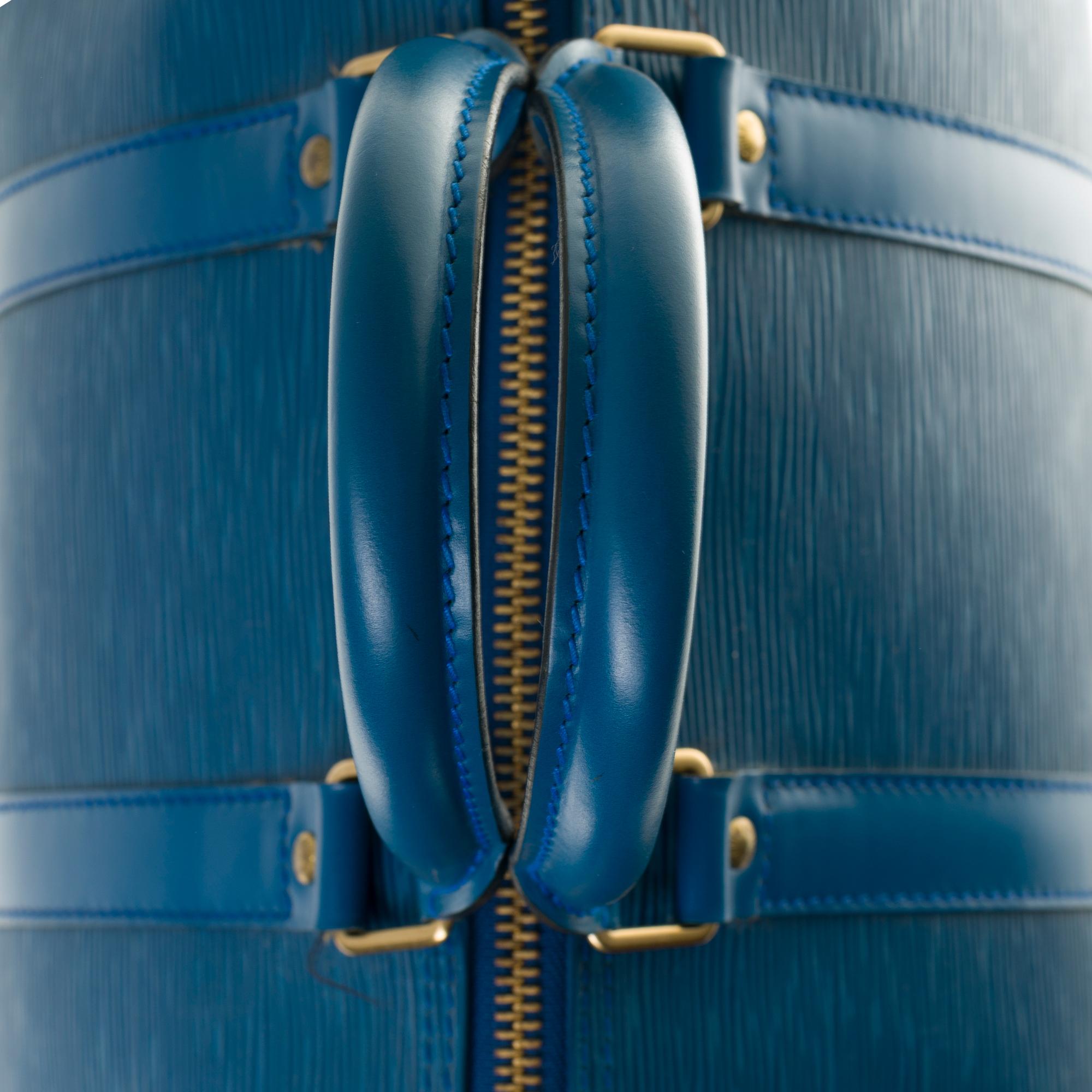 Women's or Men's Louis Vuitton Keepall 45 Travel bag in blue épi leather
