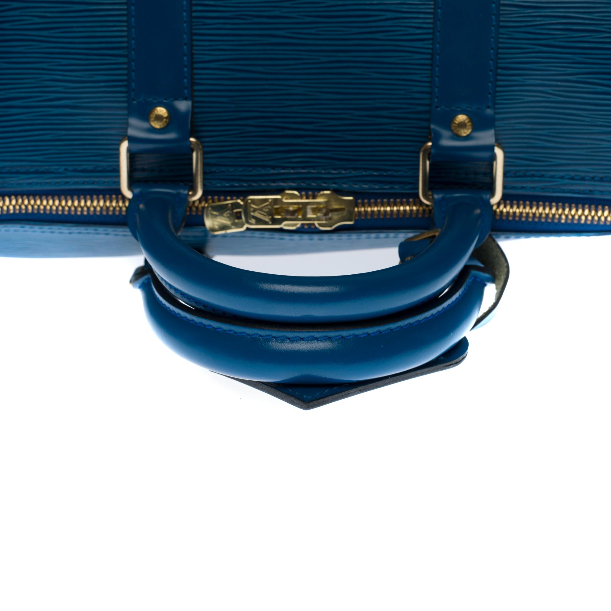 Louis Vuitton Keepall 45 Travel bag in blue épi leather 2