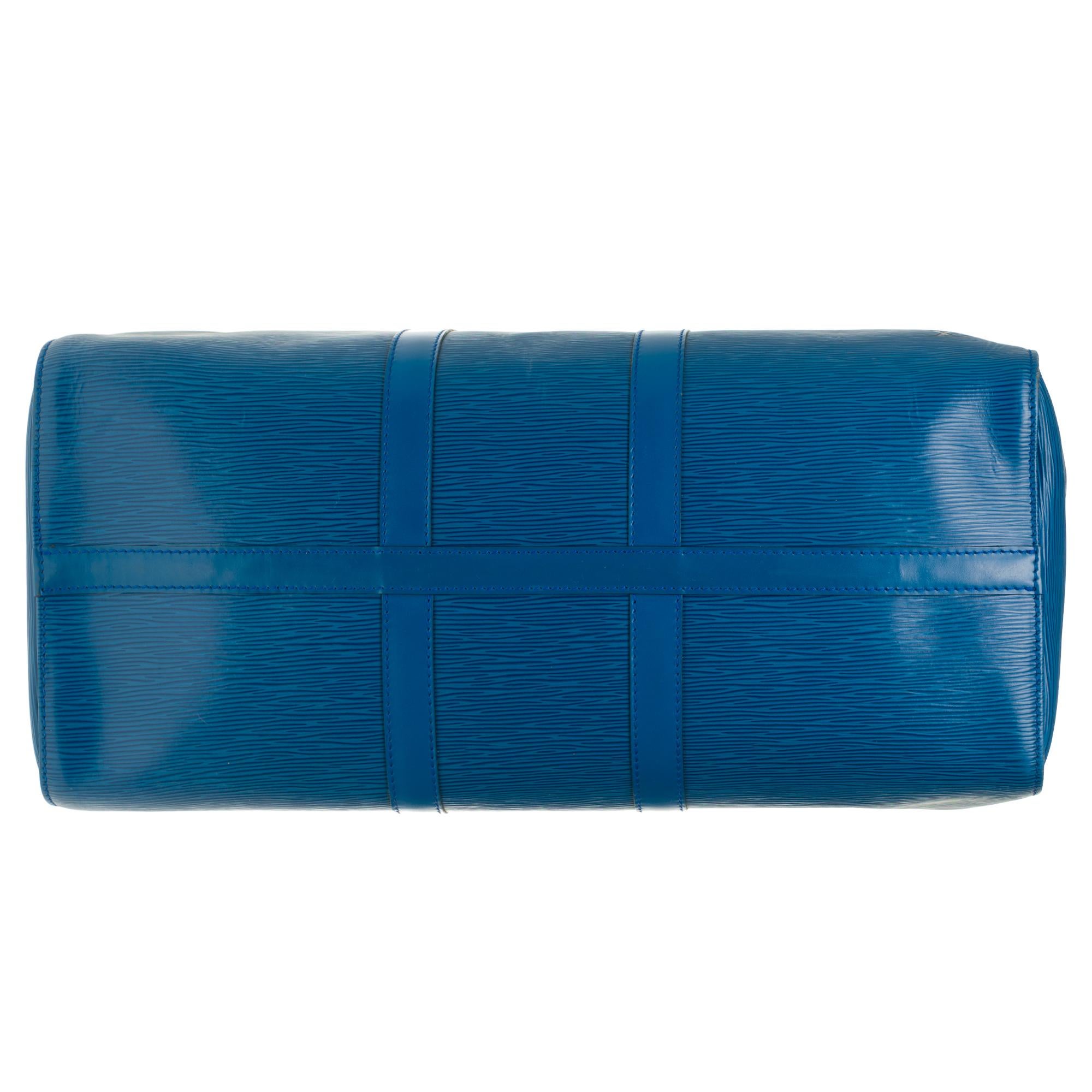 Louis Vuitton Keepall 45 Travel bag in blue épi leather 1