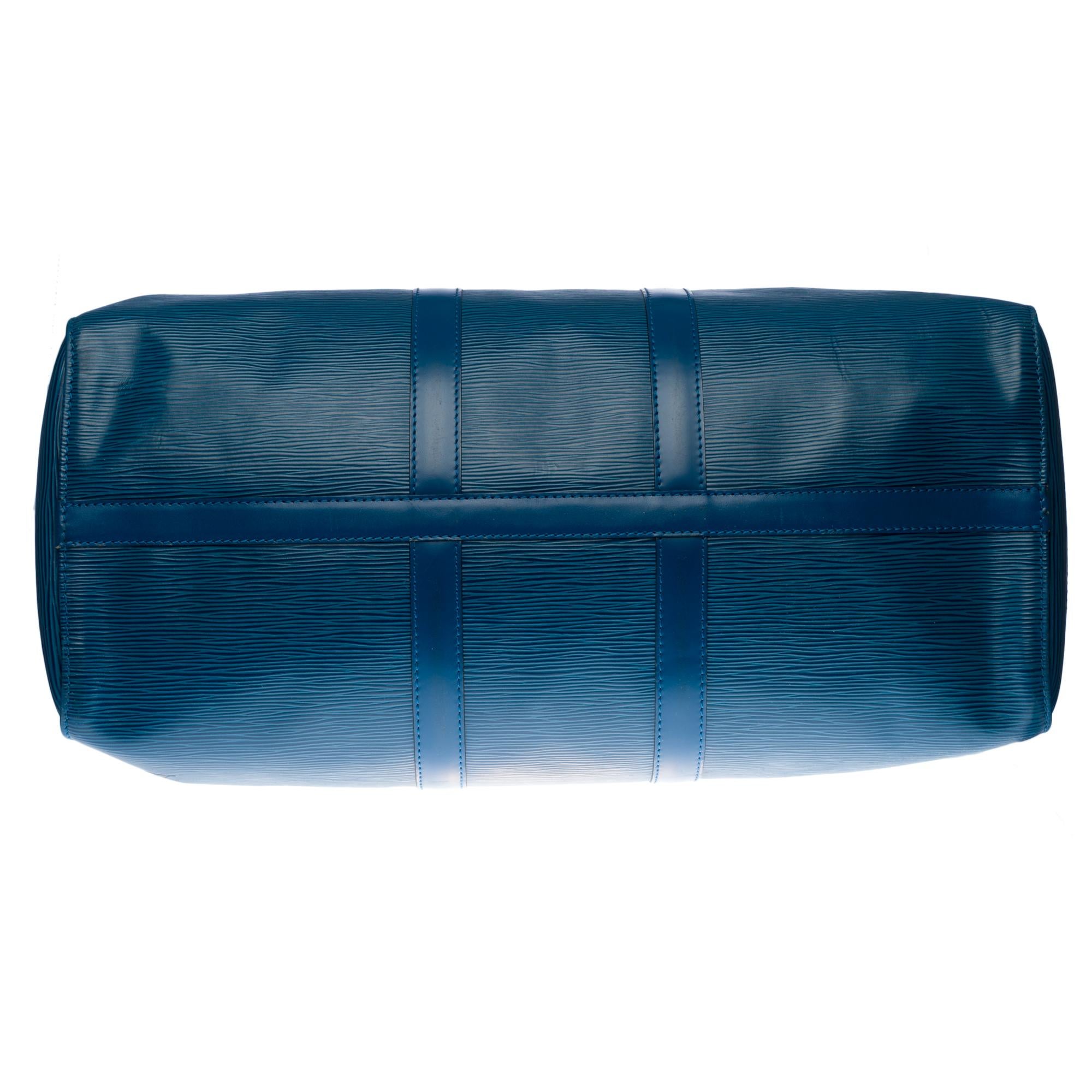 Louis Vuitton Keepall 45 Travel bag in blue épi leather 3