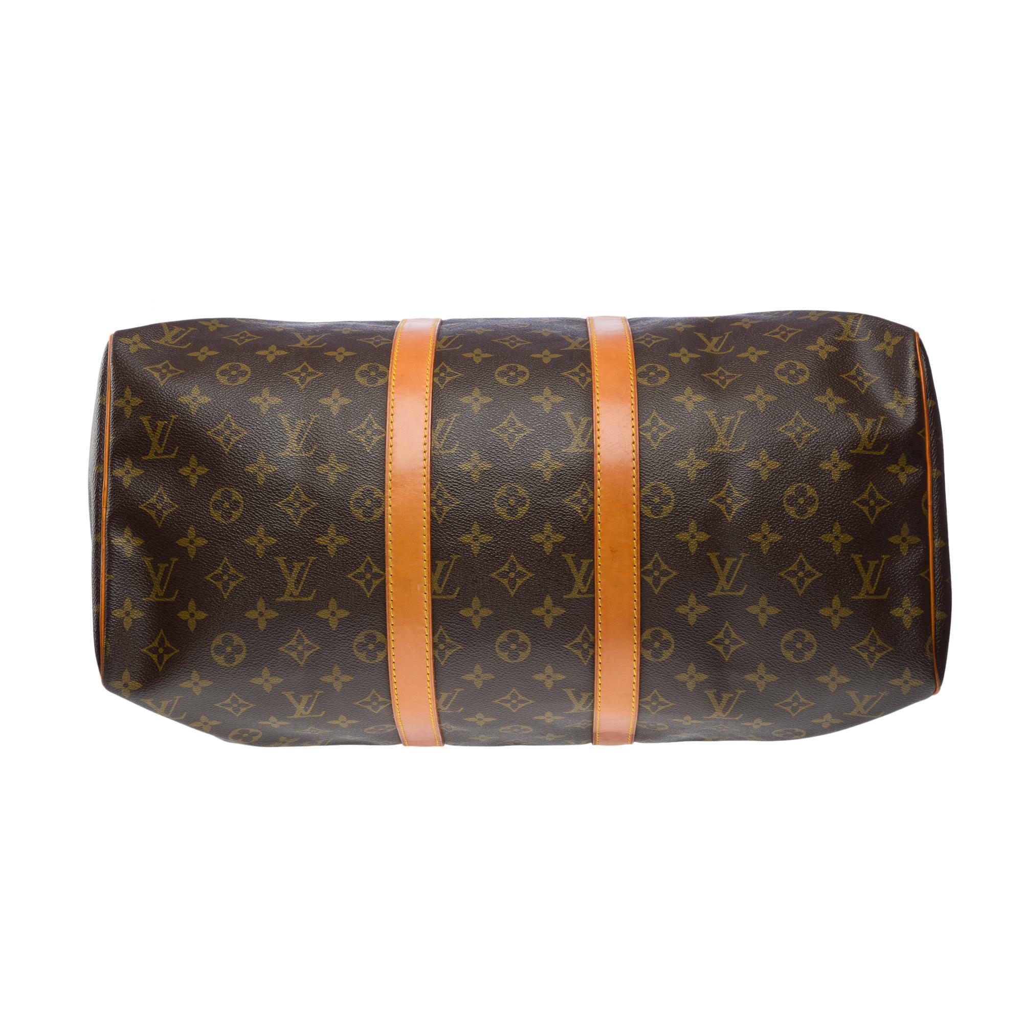 Louis Vuitton keepall 45 Travel bag in brown canvas and natural leather, GHW 5