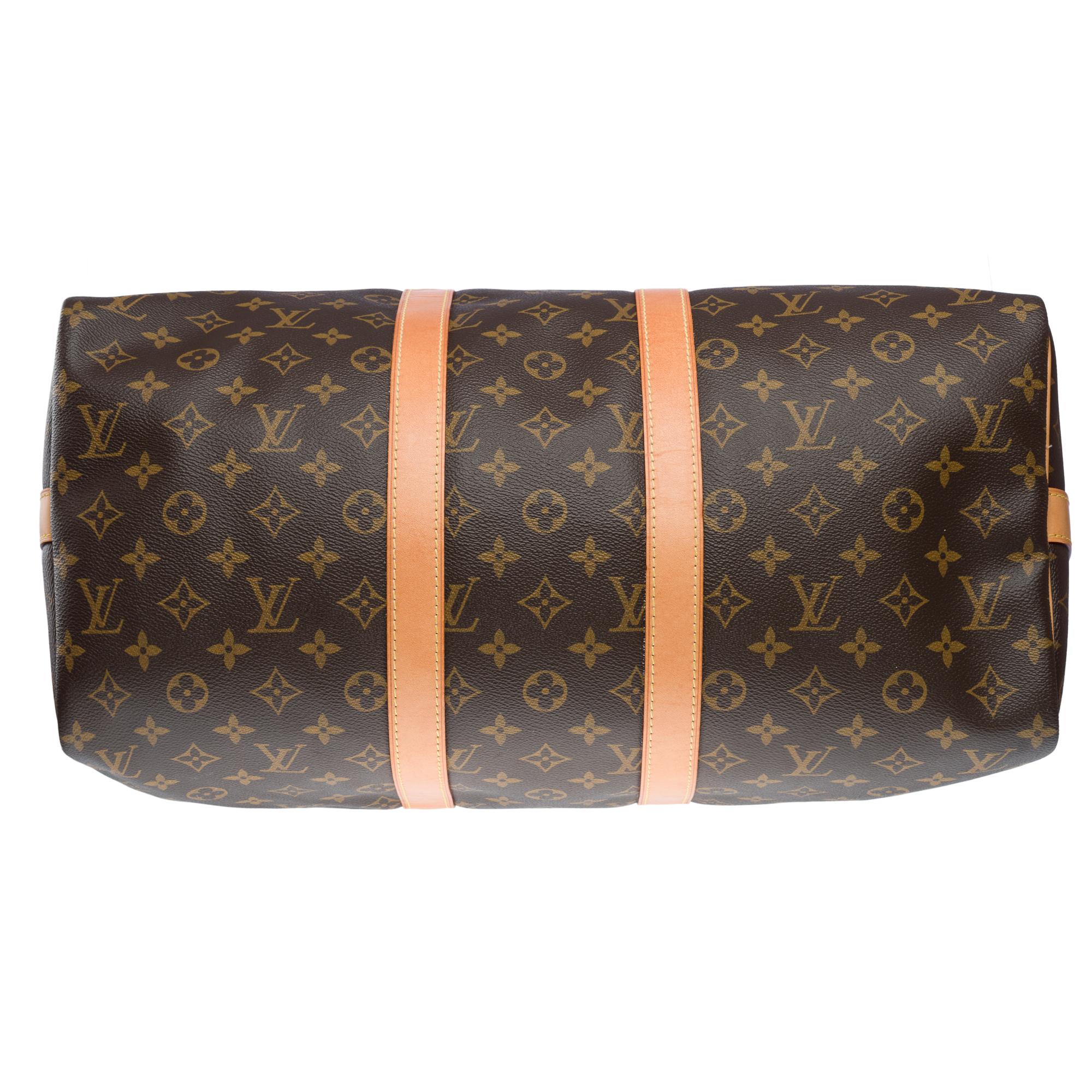 Louis Vuitton keepall 45 Travel bag in brown canvas and natural leather, GHW 6