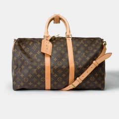 Louis Vuitton keepall 45 Travel bag in brown canvas and natural leather, GHW