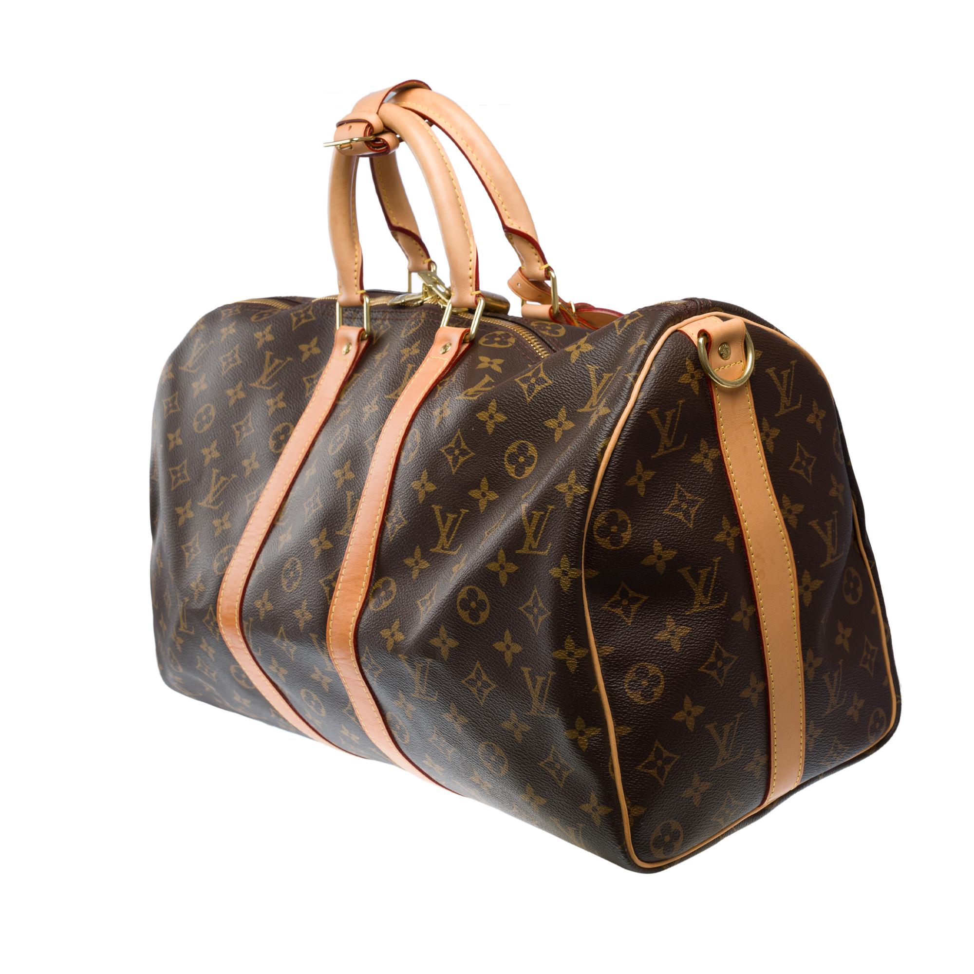Louis Vuitton keepall 45 Travel bag in brown canvas and natural leather, GHW 1