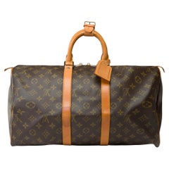 Louis Vuitton keepall 45 Travel bag in brown canvas and natural leather, GHW