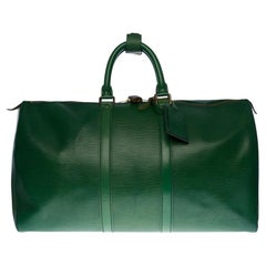 Louis Vuitton Keepall 45 Travel bag in green épi leather