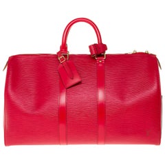 Louis Vuitton Keepall 45 Travel bag in red cherry épi leather