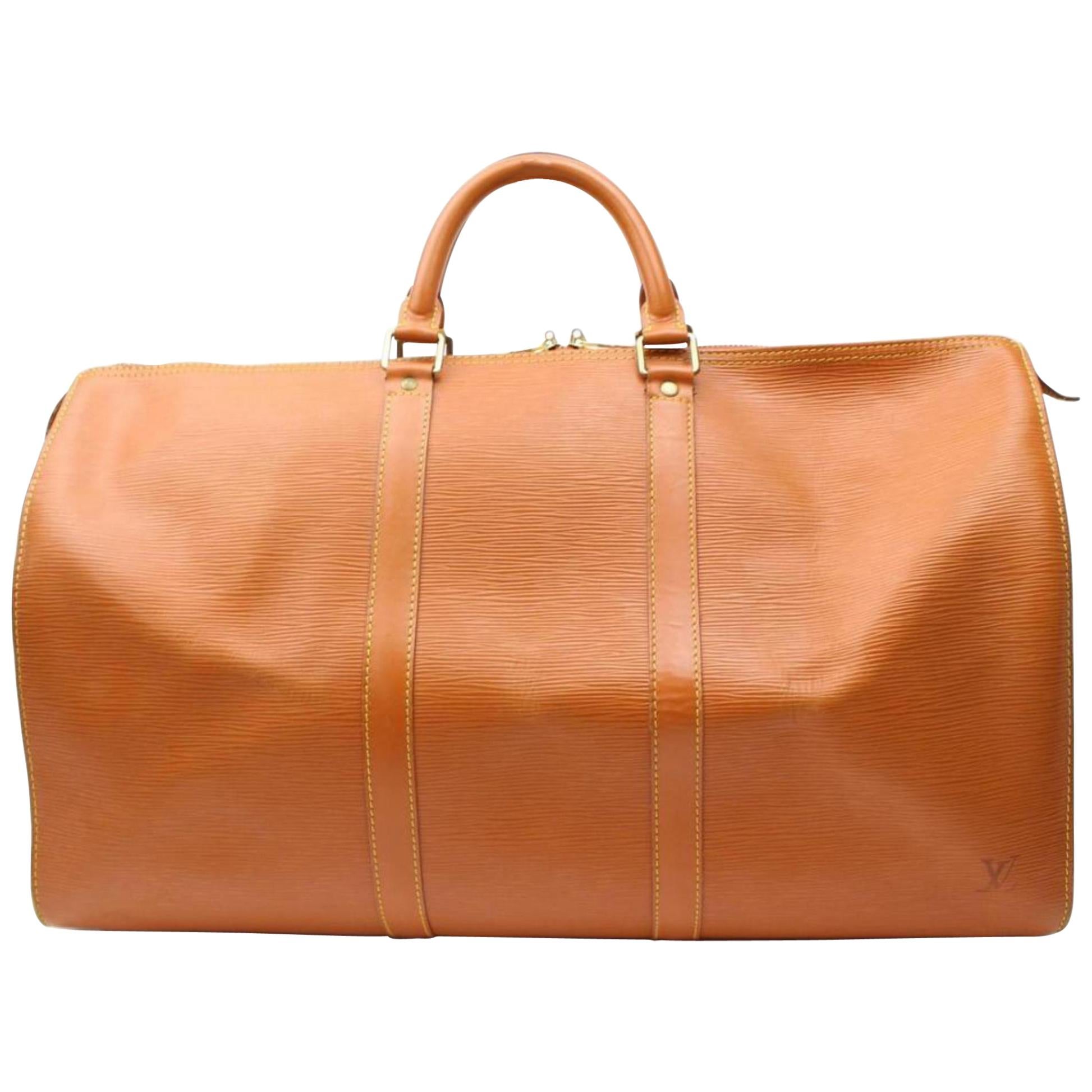 Louis Vuitton Keepall 50 866638 Brown Epi Leather Weekend/Travel Bag For Sale