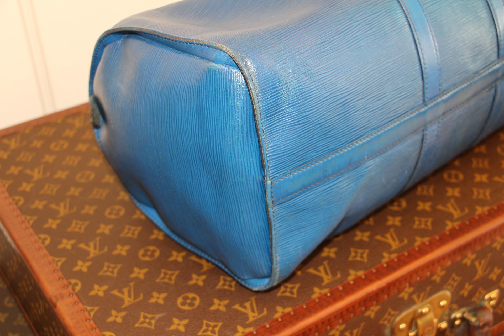 Louis Vuitton Keepall 50 Bag In Blue Epi Leather  5