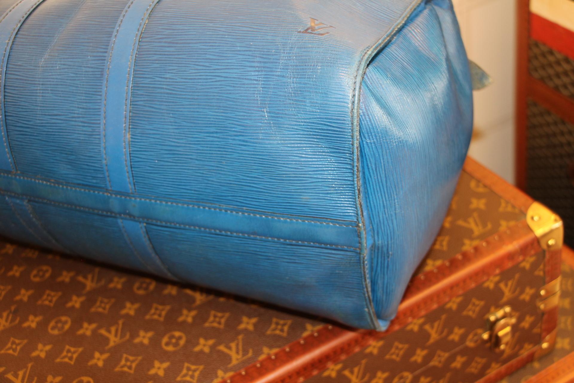 Louis Vuitton Keepall 50 Bag In Blue Epi Leather  6