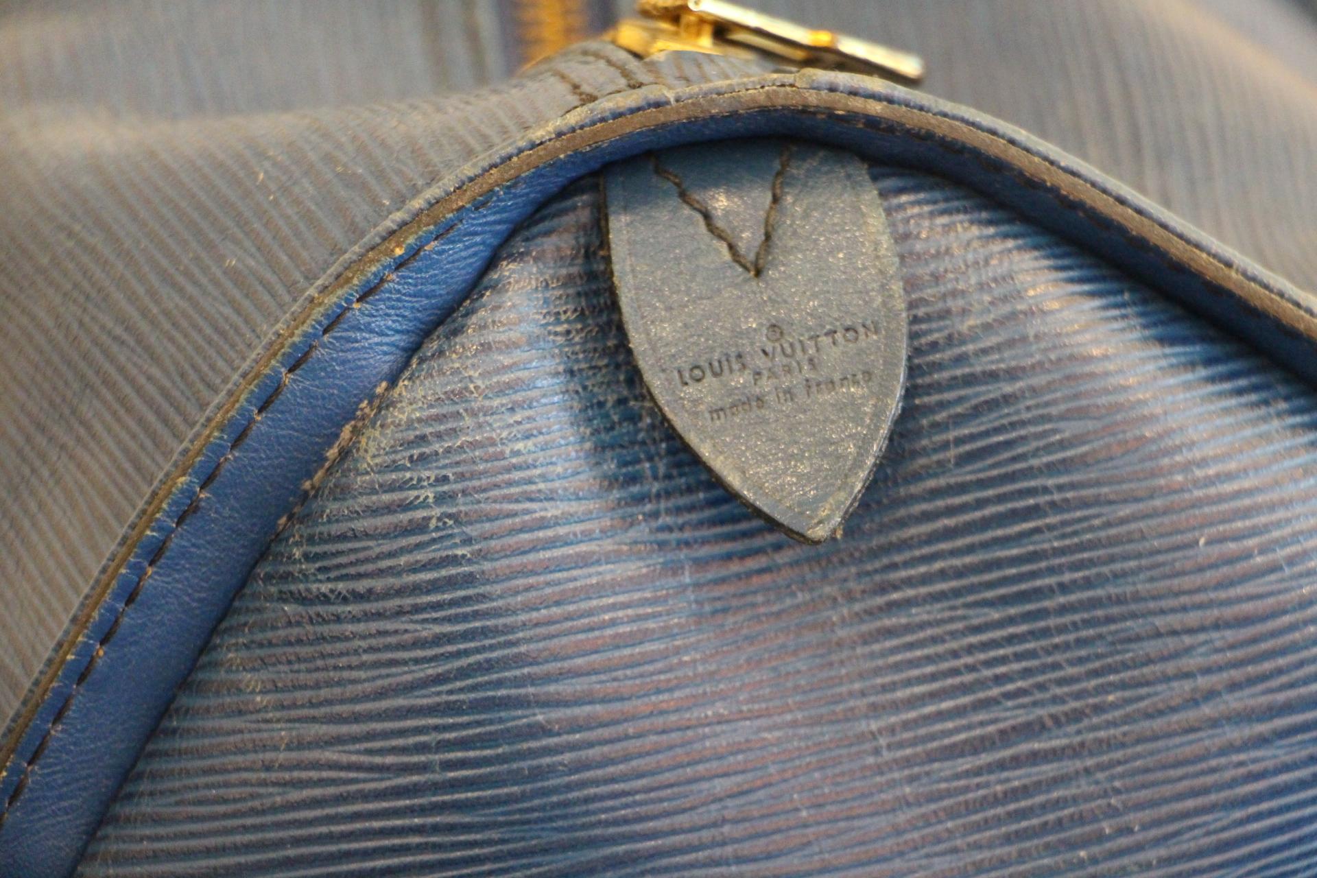 Louis Vuitton Keepall 50 Bag In Blue Epi Leather  8