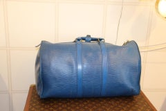 Louis Vuitton Keepall 50 Bag In Blue Epi Leather