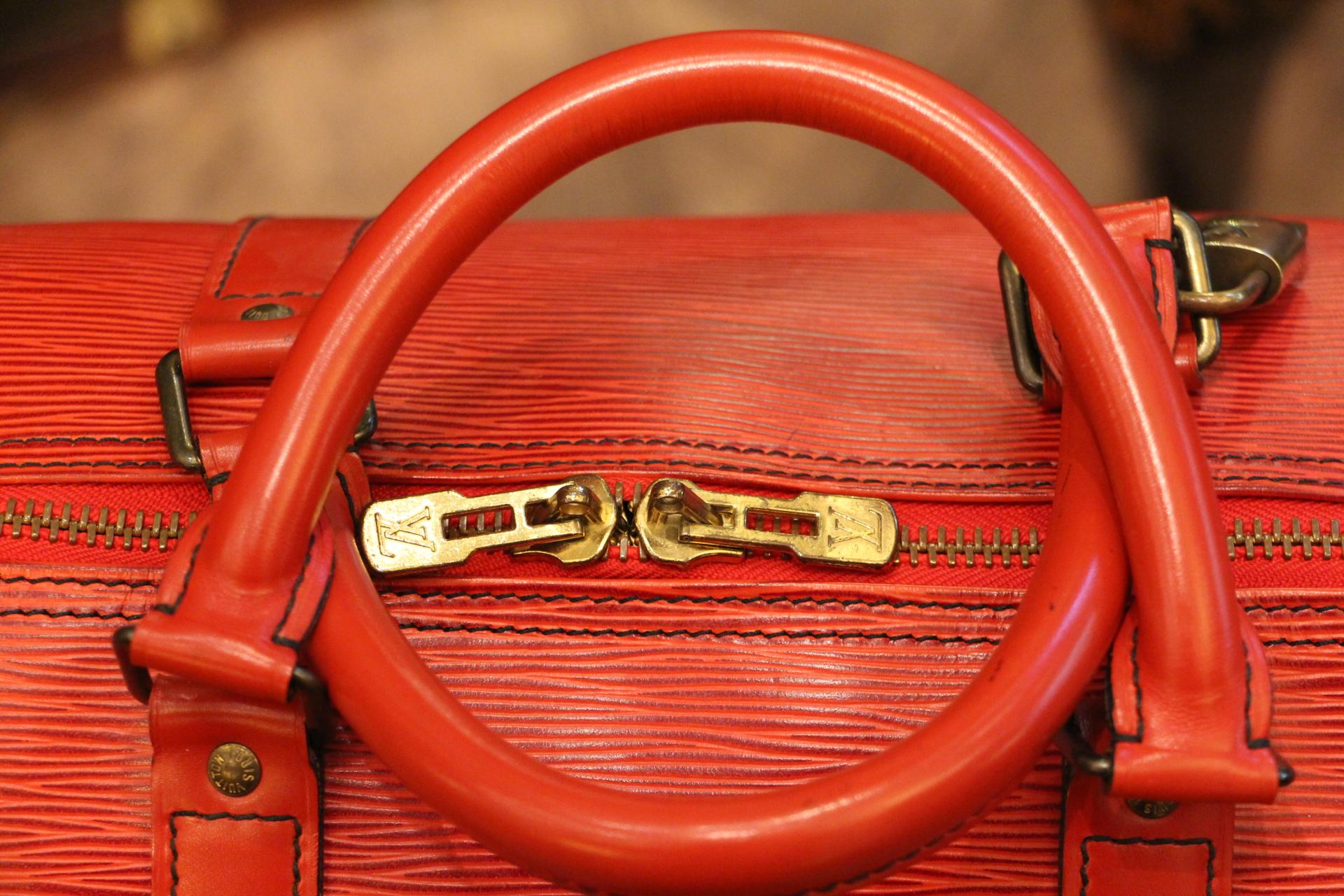 Louis Vuitton Keepall 50 Bag  In Red Epi Leather  5