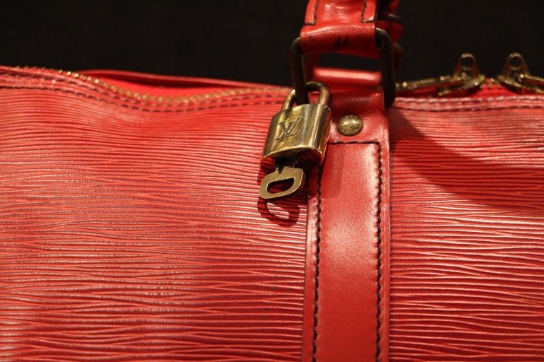 Louis Vuitton Keepall 50 Bag In Red Epi Leather For Sale at 1stDibs