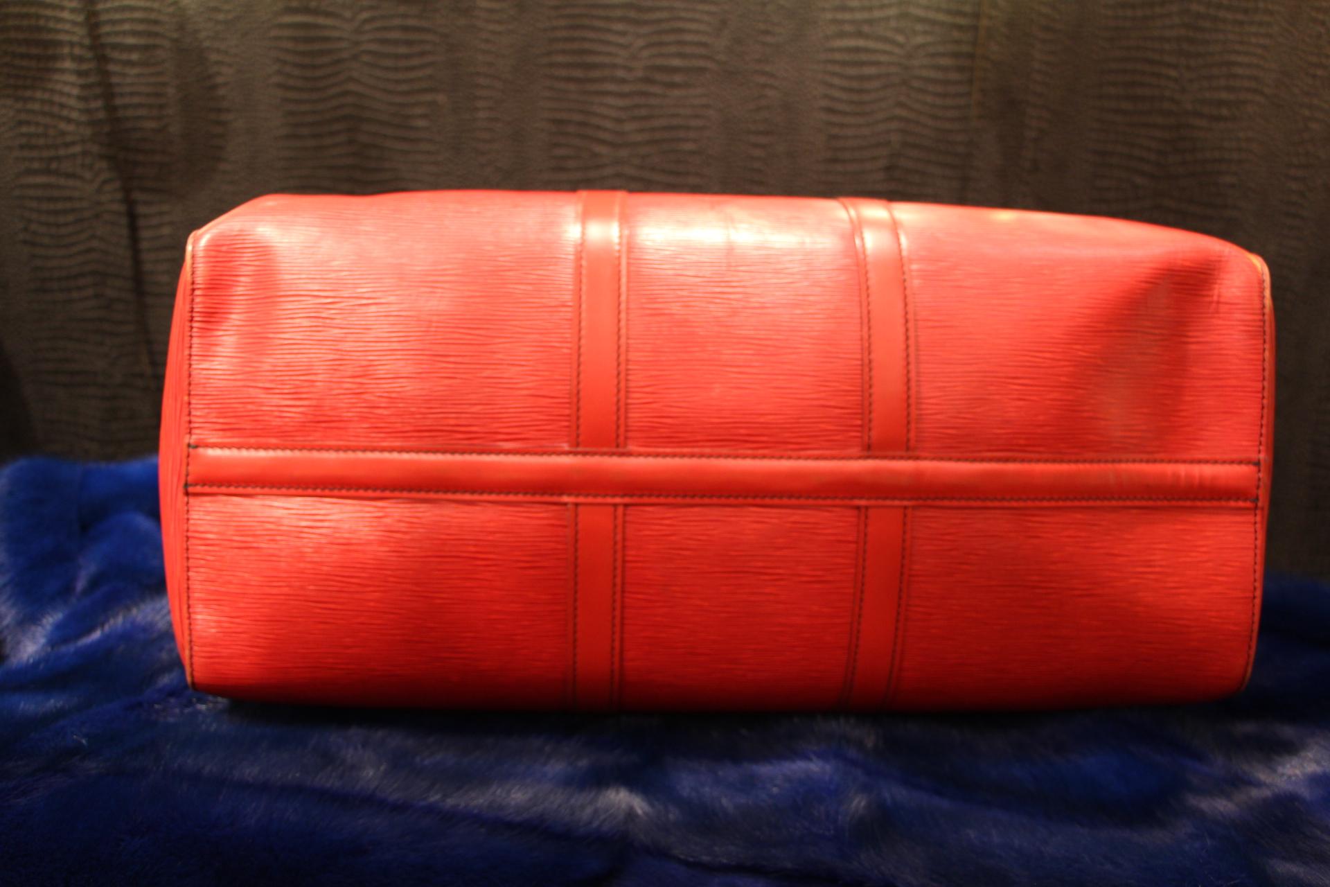Louis Vuitton Keepall 50 Bag  In Red Epi Leather  1