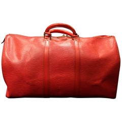 Louis Vuitton Keepall 50 Bag  In Red Epi Leather
