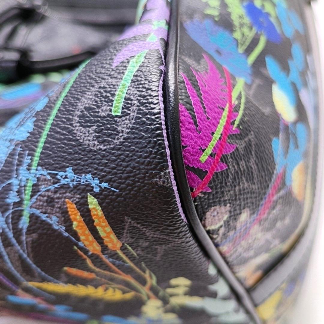 Louis Vuitton Keepall 50 Bandouliere Negro Monograma Estampado Flores 7