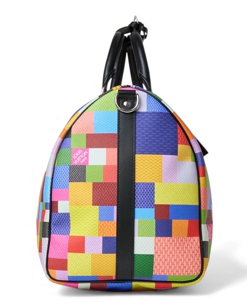 Louis Vuitton Keepall 50 Bandouliere Damier Graphite 3D Multicolor im Angebot 8