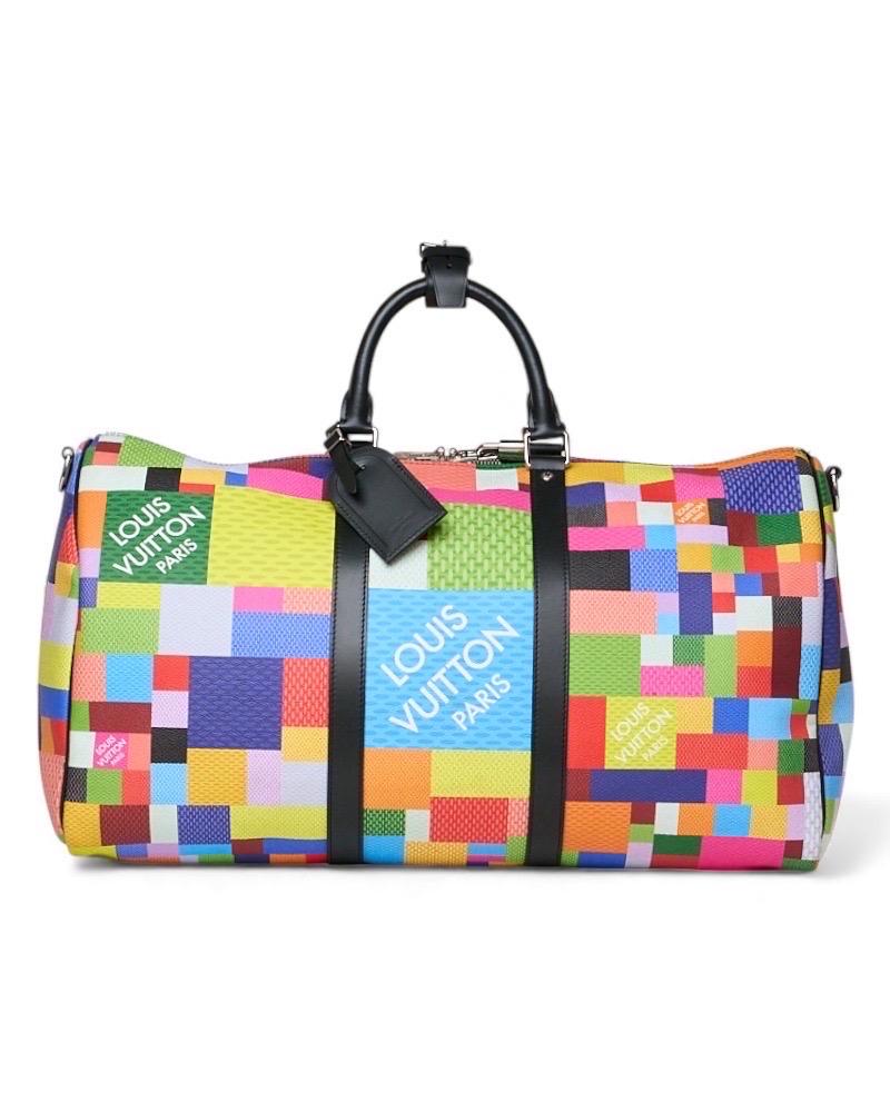 Louis Vuitton Keepall 50 Bandouliere Damier Graphite 3D Multicolor (Braun) im Angebot