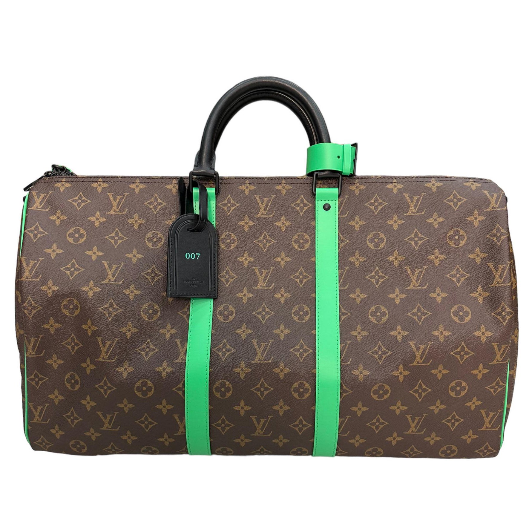 Louis Vuitton Keepall 50 Bandoulière Tela Monogramm Makassar Grün