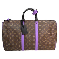Louis Vuitton Keepall 50 Bandoulière Tela Monogram Macassar Purple