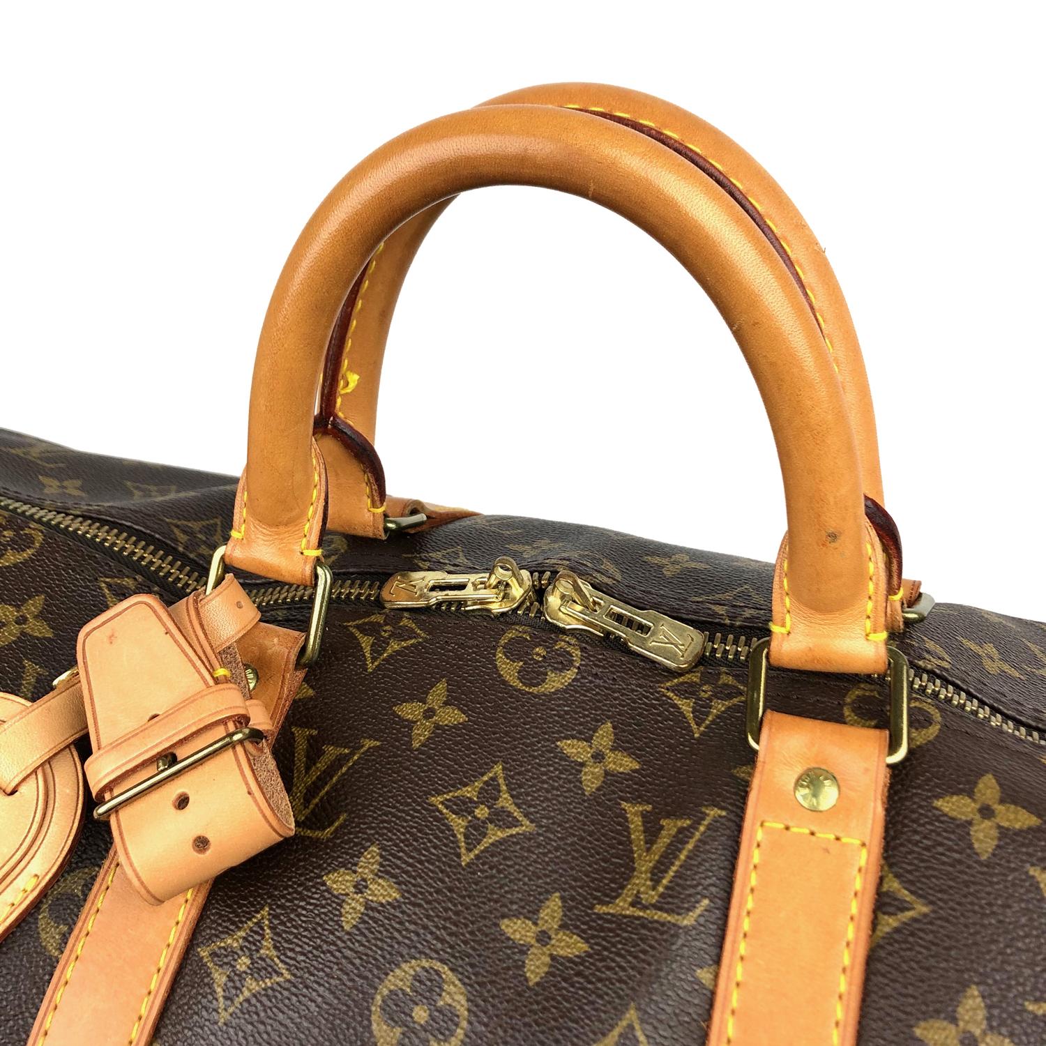 Women's or Men's Louis Vuitton Keepall 50 Brown Monogram Weekend Bag For Sale