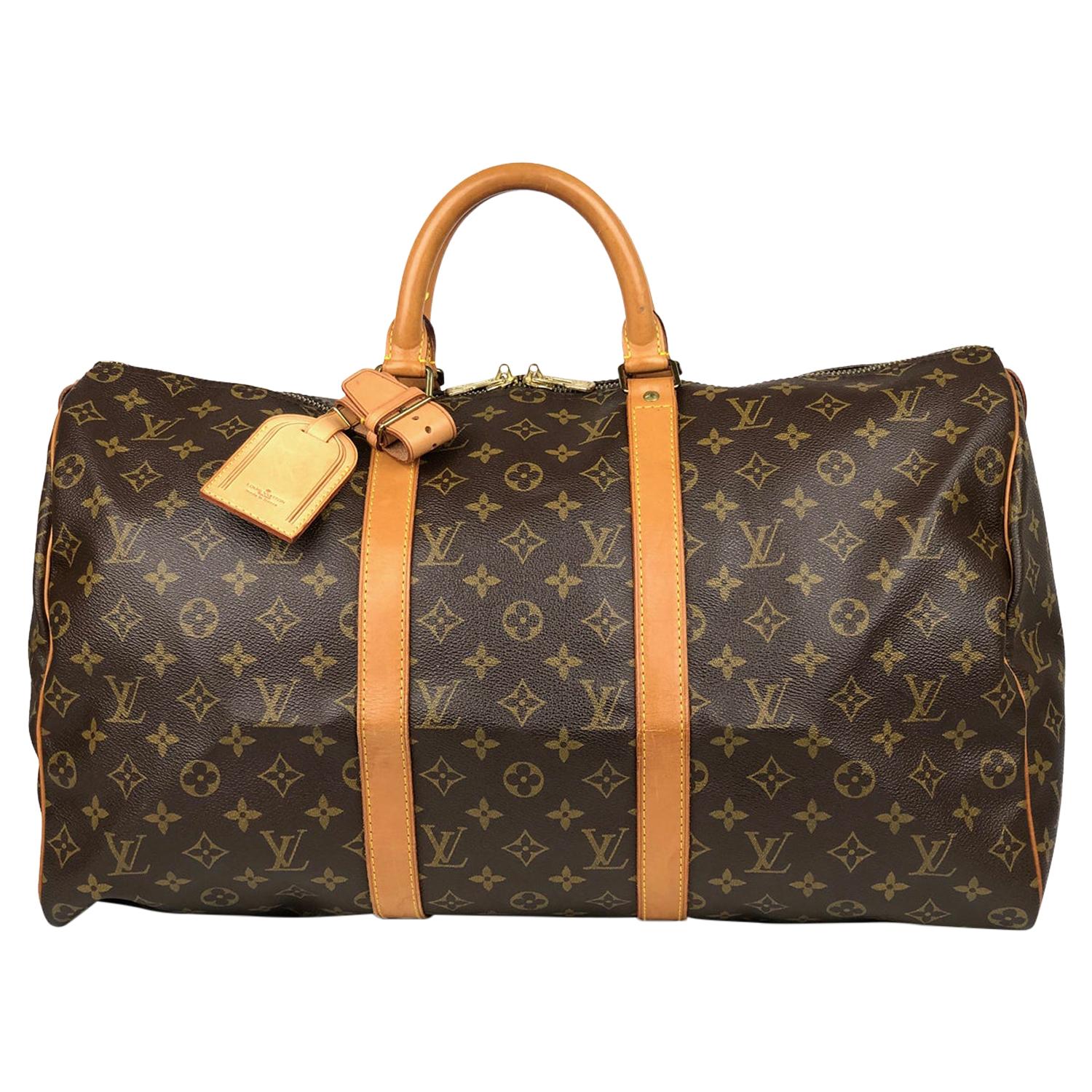 Louis Vuitton Keepall 50 Brown Monogram Weekend Bag For Sale