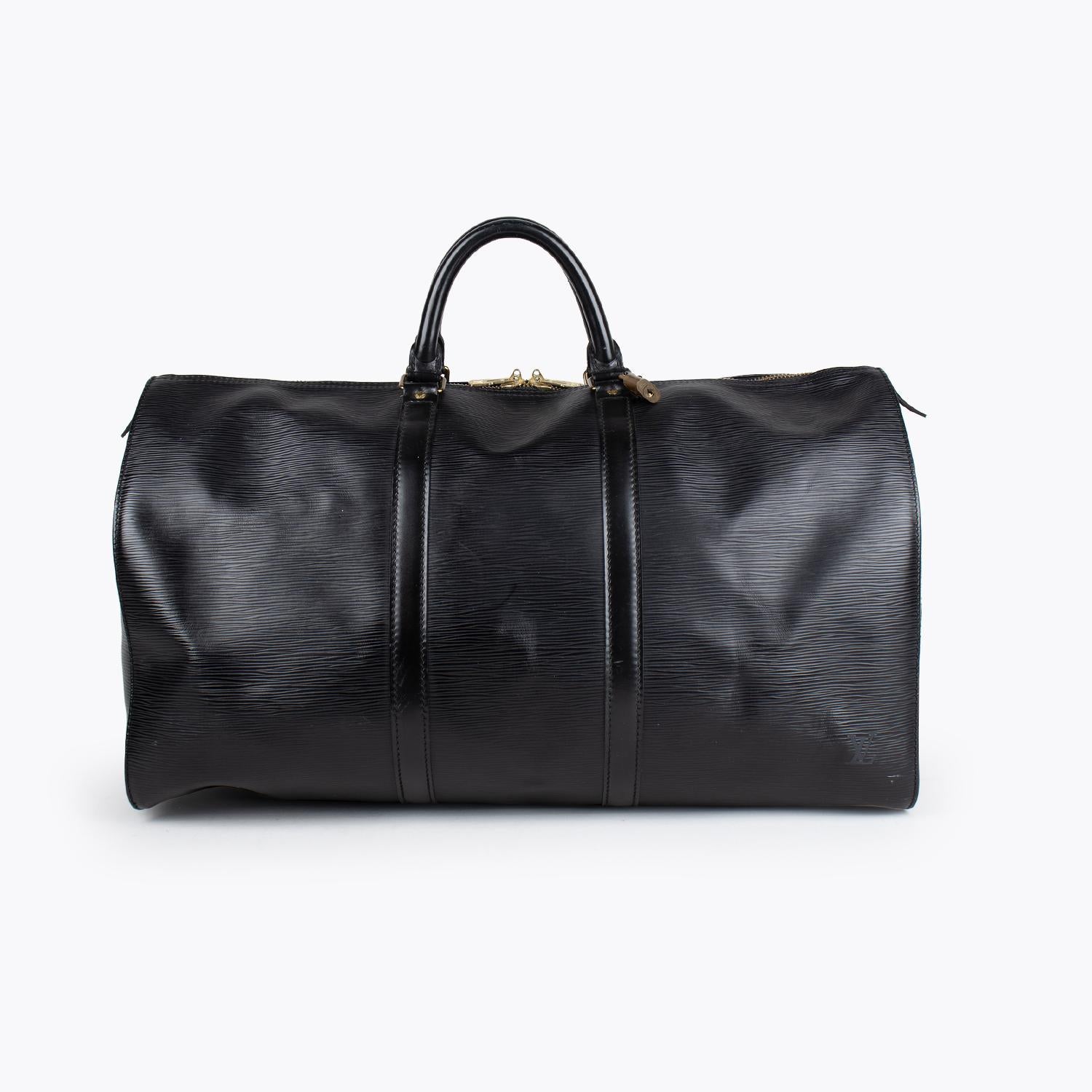 Black Louis Vuitton Keepall 50 Epi Weekend Bag For Sale