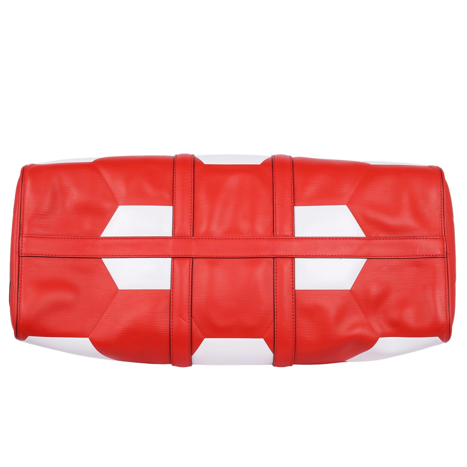 Louis Vuitton Keepall 50 Fifa World Cup Epi Red & White Limited Edition For Sale 8