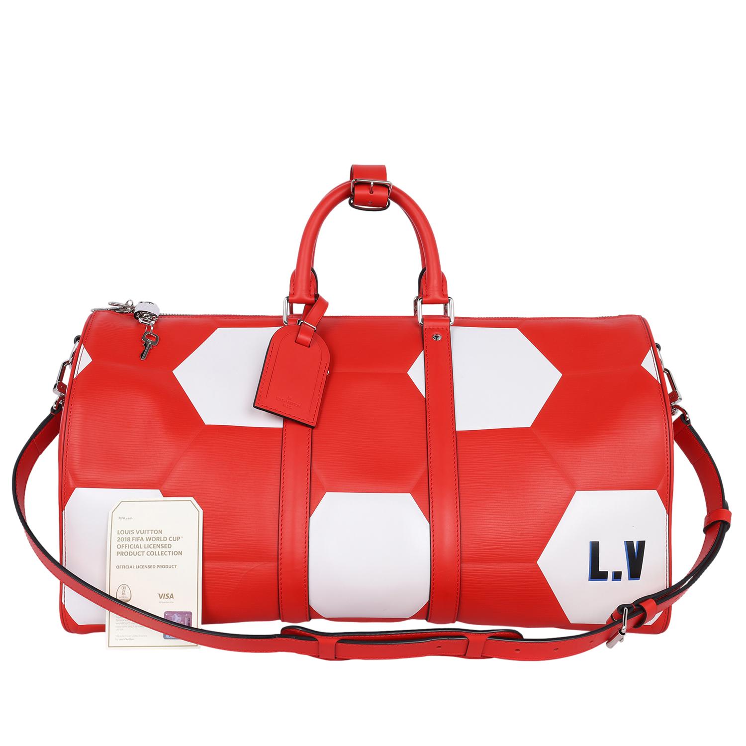 Louis Vuitton Keepall 50 Fifa World Cup Epi Red & White Limited Edition For Sale 9