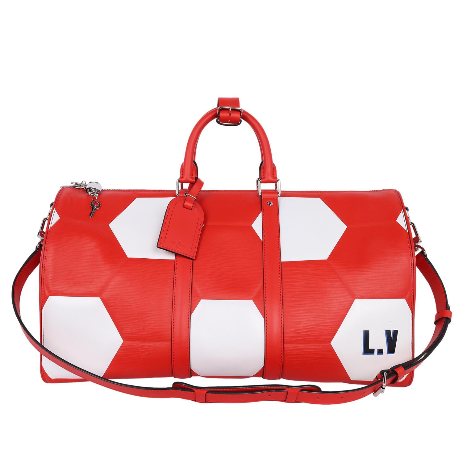 Women's or Men's Louis Vuitton Keepall 50 Fifa World Cup Epi Red & White Limited Edition For Sale