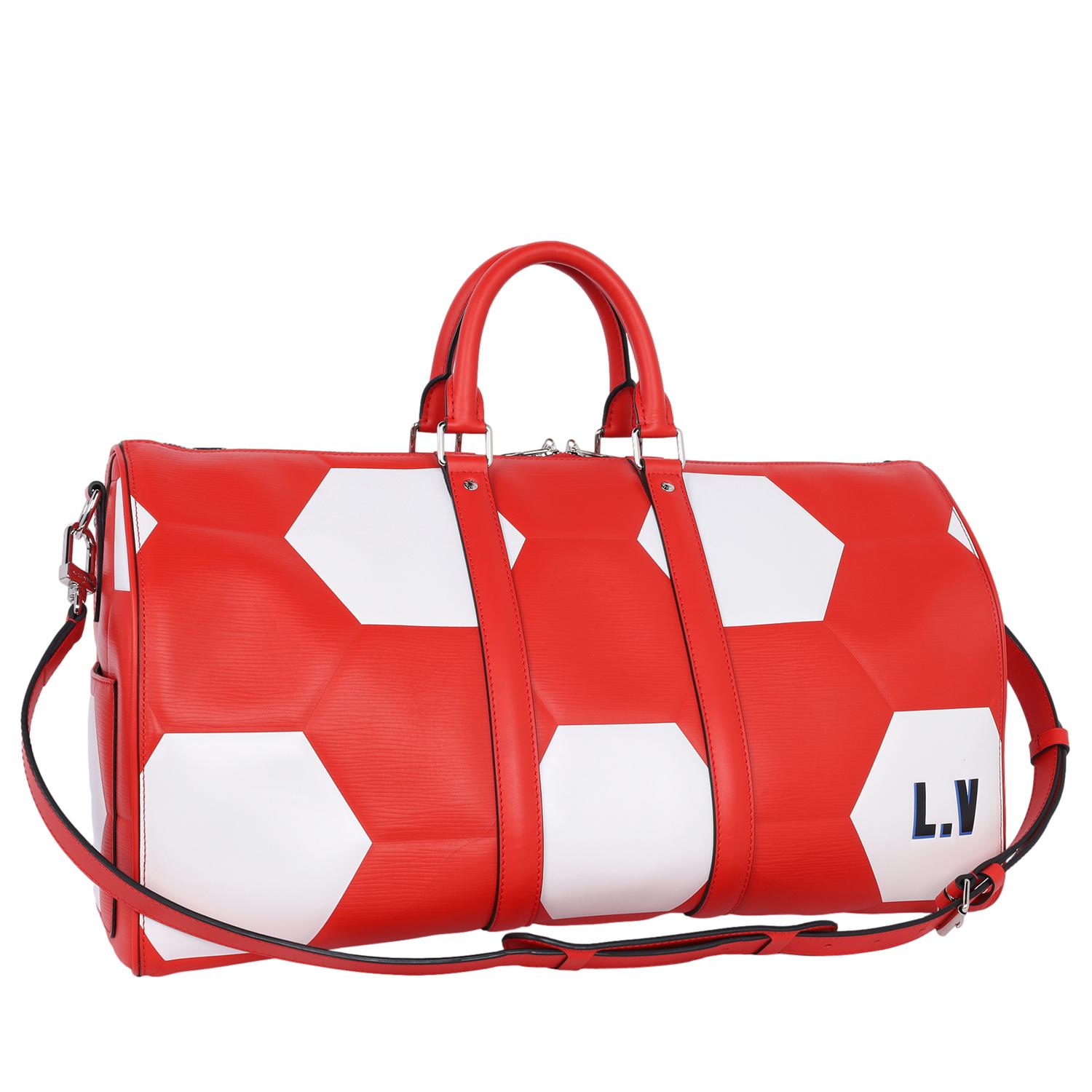Louis Vuitton Keepall 50 Fifa World Cup Epi Red & White Limited Edition For Sale 1