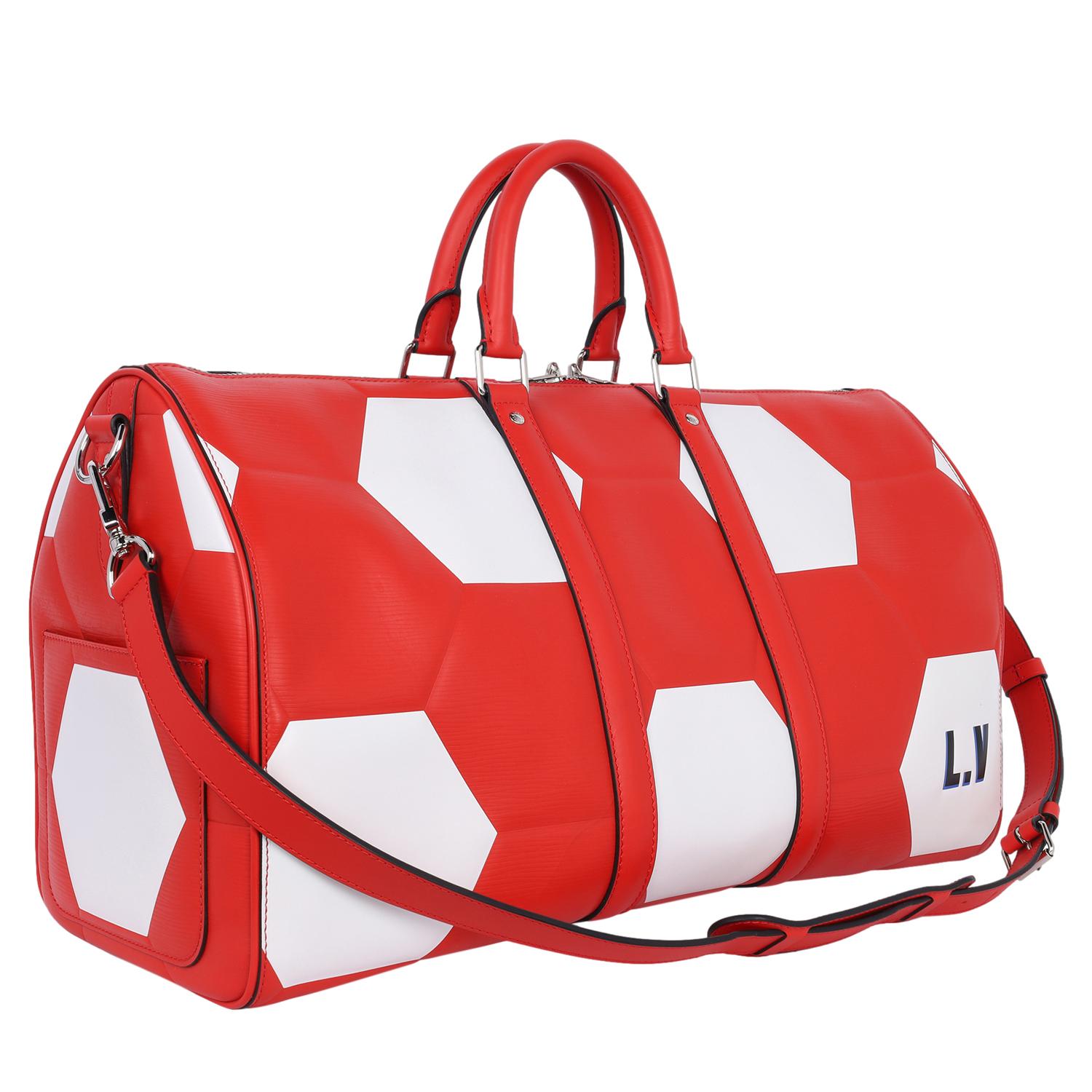 Louis Vuitton Keepall 50 Fifa World Cup Epi Red & White Limited Edition For Sale 2