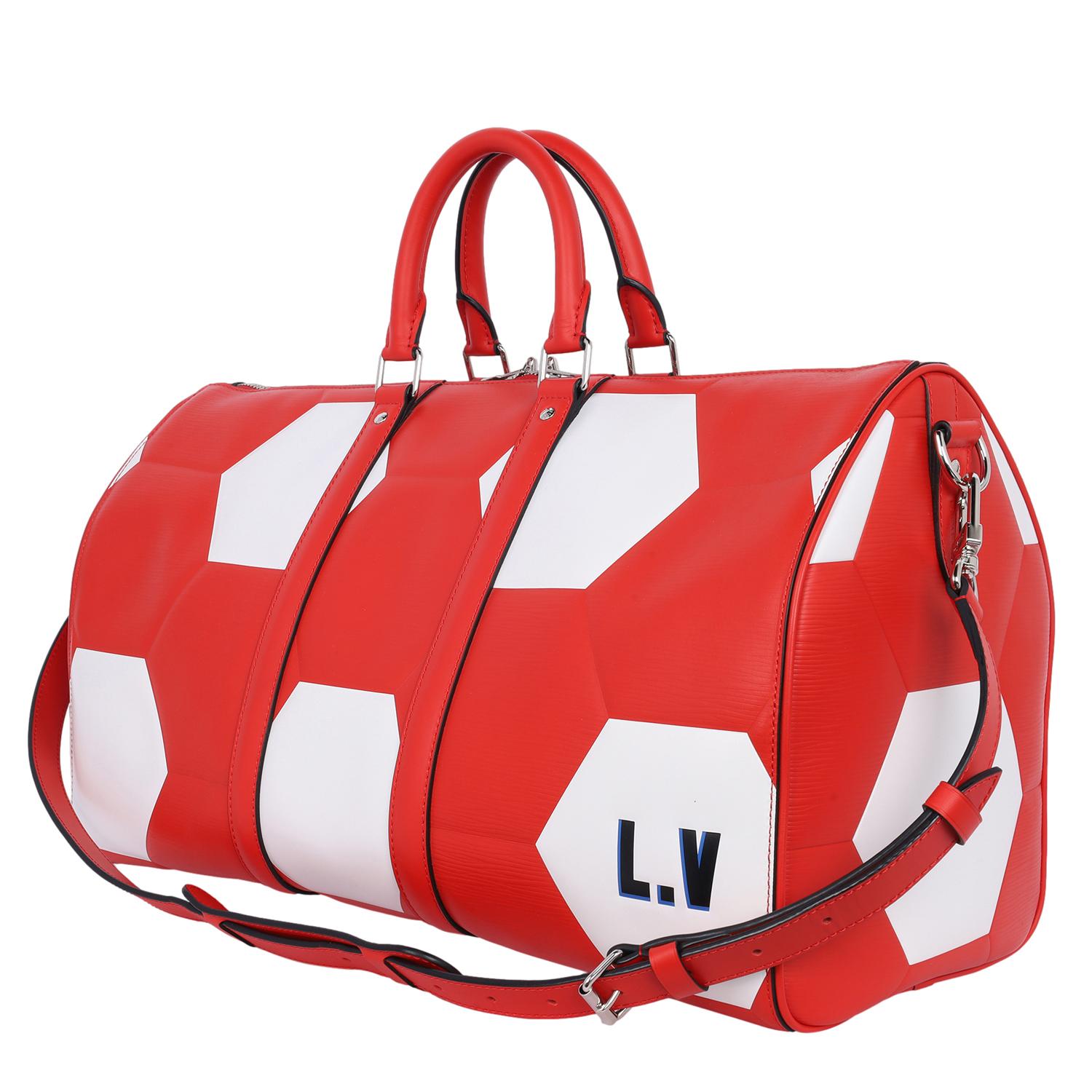 Louis Vuitton Keepall 50 Fifa World Cup Epi Red & White Limited Edition For Sale 3