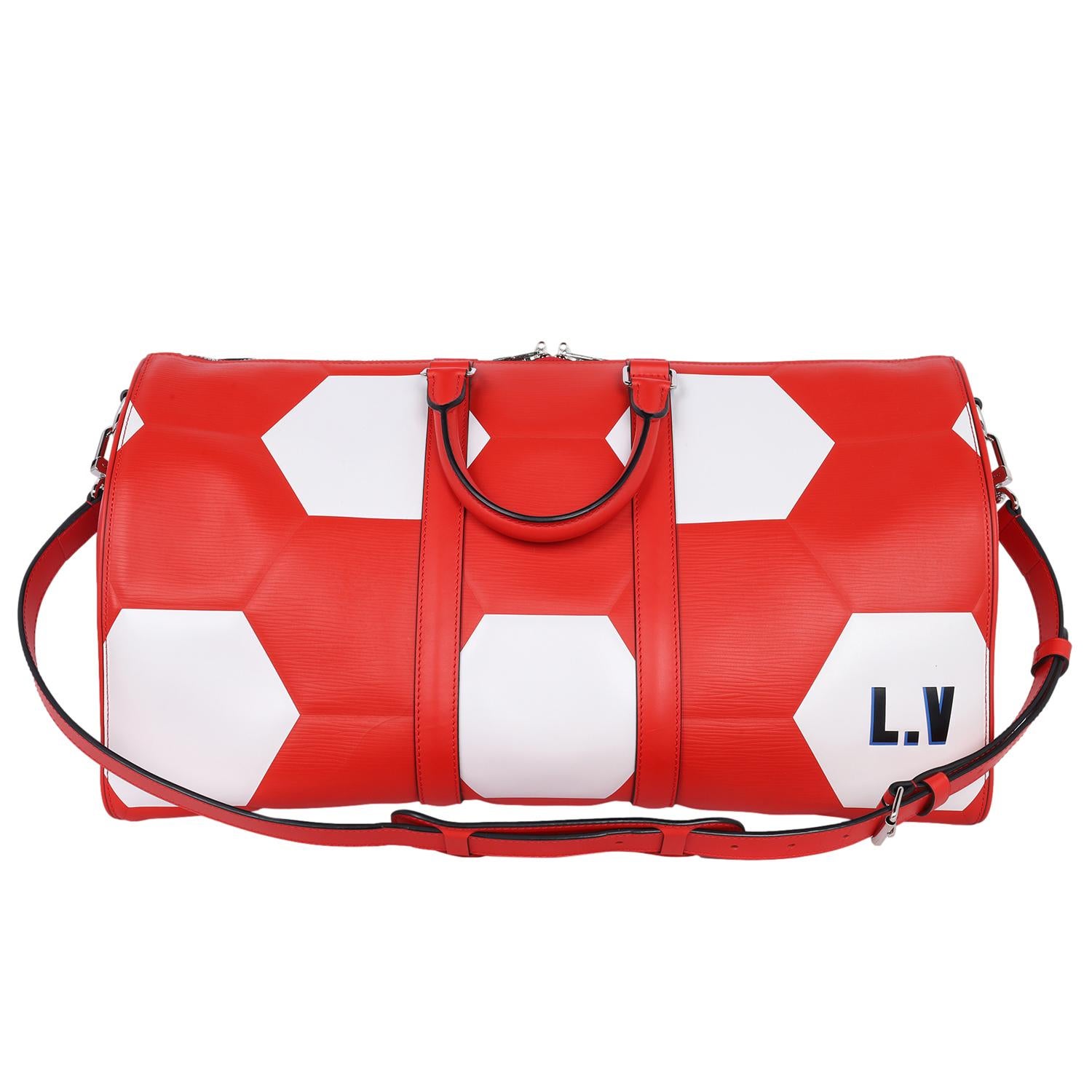 Louis Vuitton Keepall 50 Fifa World Cup Epi Red & White Limited Edition For Sale 4