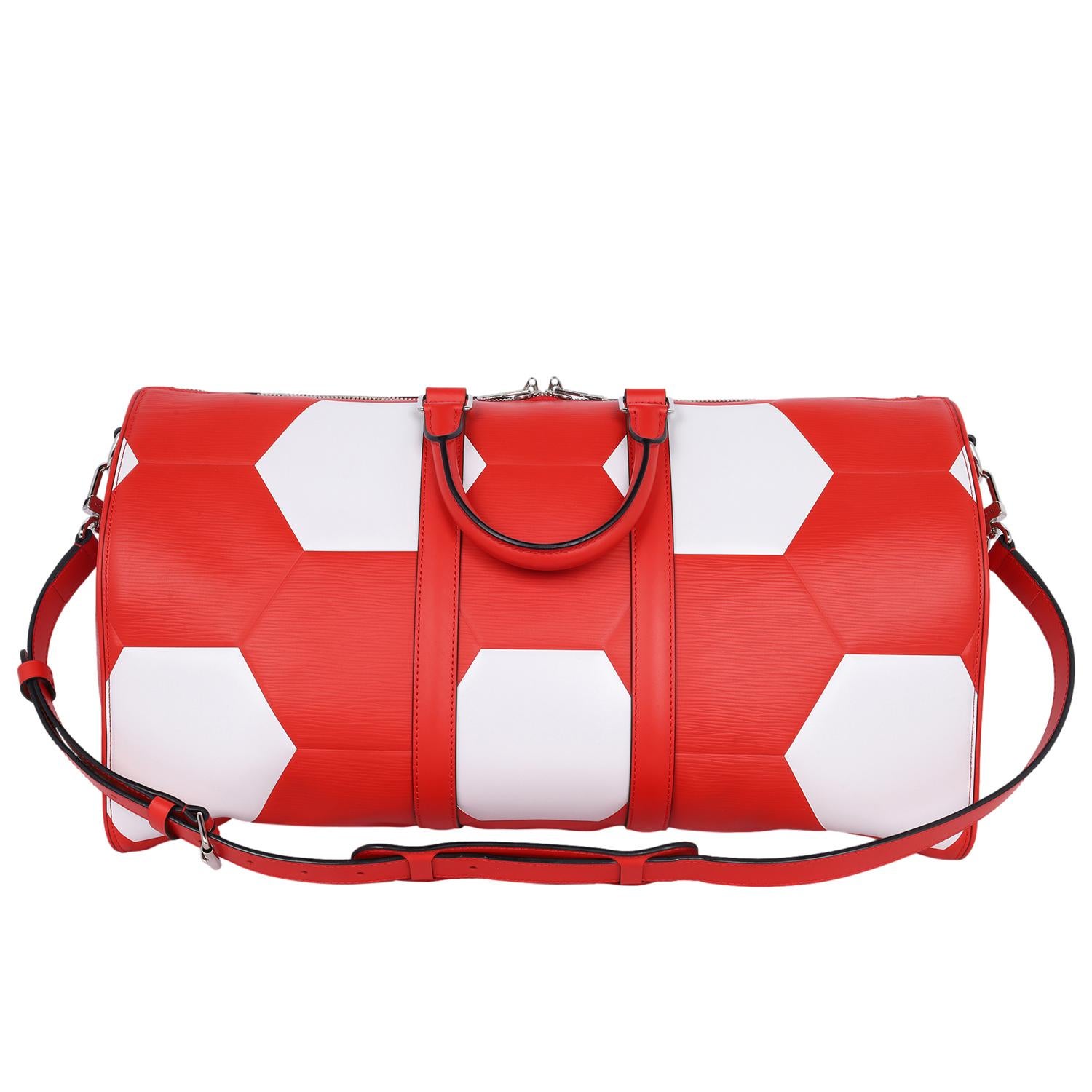 Louis Vuitton Keepall 50 Fifa World Cup Epi Red & White Limited Edition For Sale 5