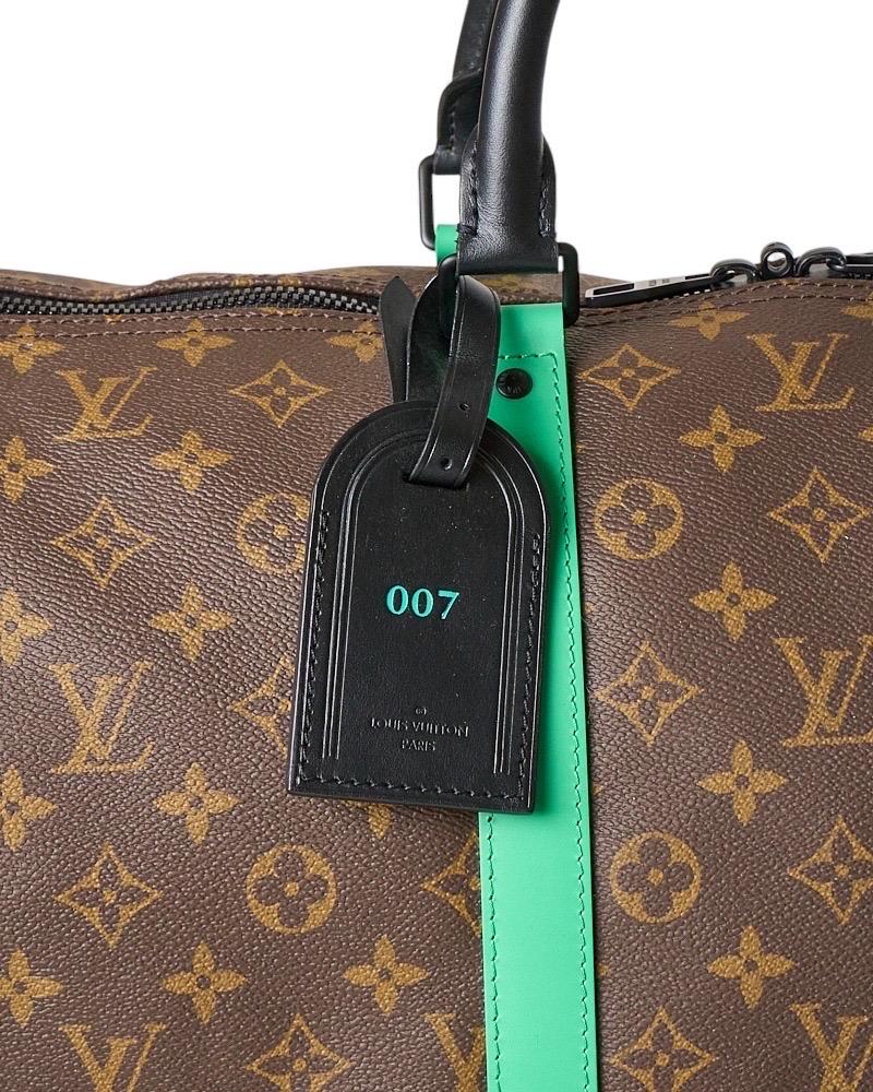 Louis Vuitton Keepall 50 Bandoulière Tela Monogram Macassar Green in vendita 5