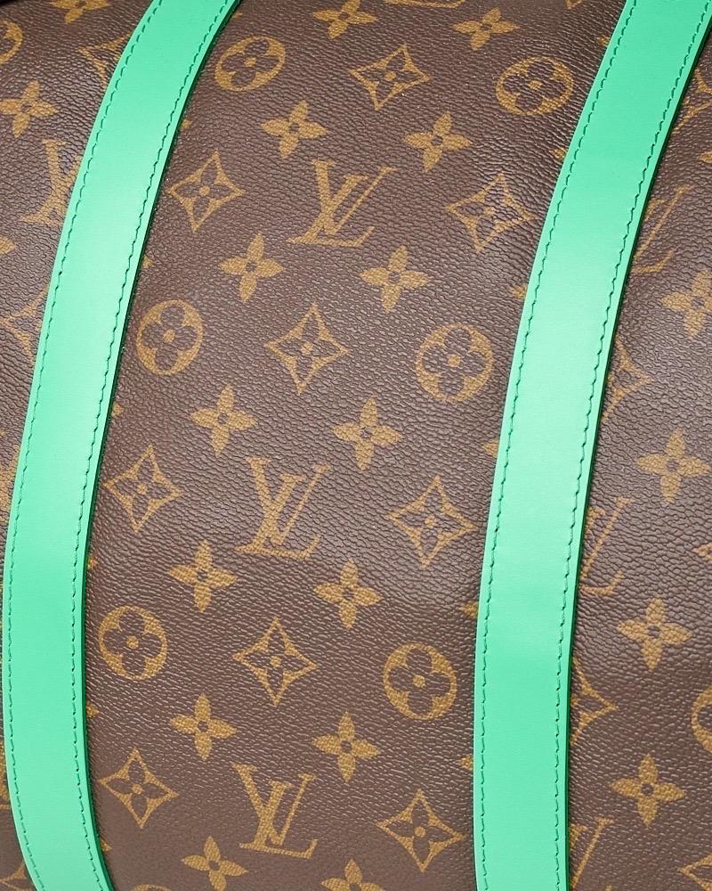 Louis Vuitton Keepall 50 Bandoulière Tela Monogram Macassar Green in vendita 7