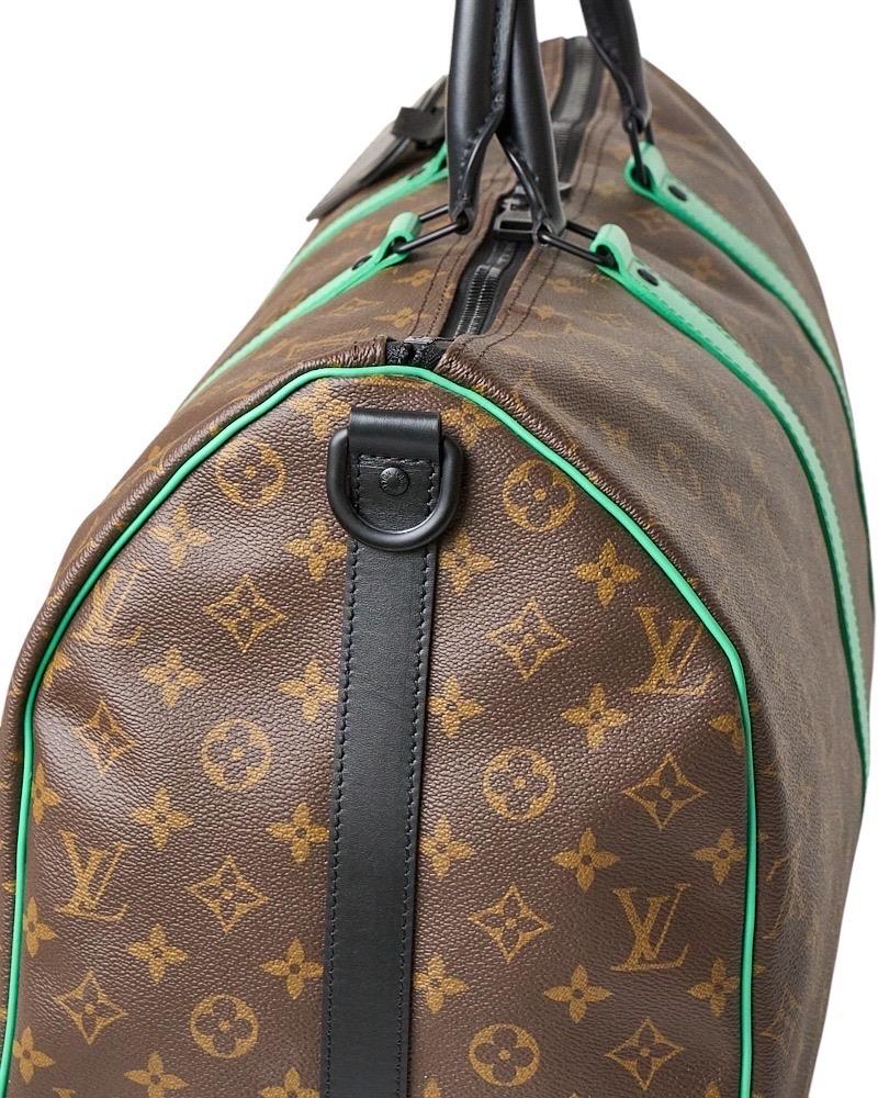 Louis Vuitton Keepall 50 Bandoulière Tela Monogram Macassar Green in vendita 8