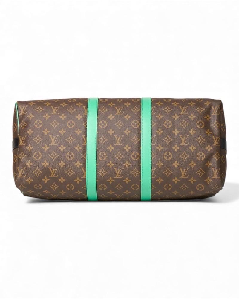 Louis Vuitton Keepall 50 Bandoulière Tela Monogram Macassar Green in vendita 9