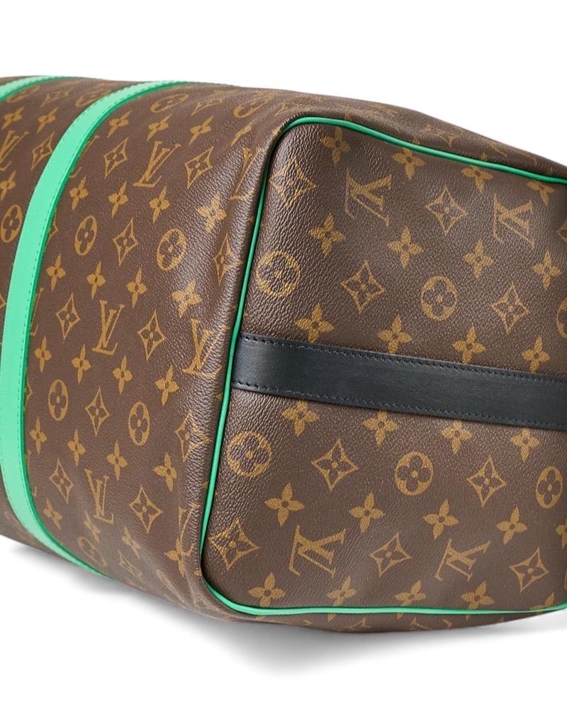 Louis Vuitton Keepall 50 Bandoulière Tela Monogram Macassar Green in vendita 10