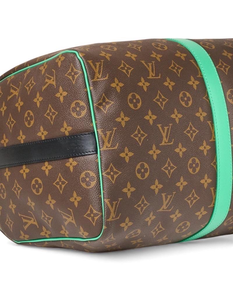 Louis Vuitton Keepall 50 Bandoulière Tela Monogram Macassar Green in vendita 11